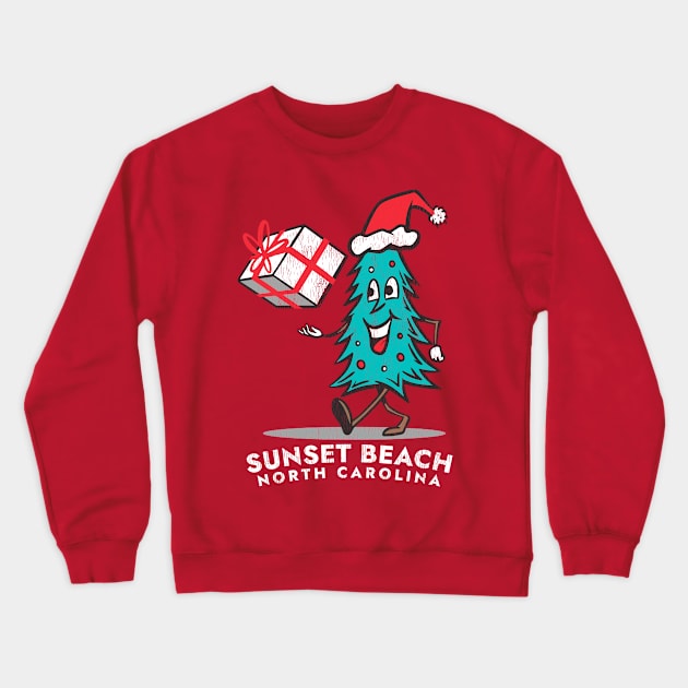 Sunset Beach, NC Vacationing Christmas Tree Crewneck Sweatshirt by Contentarama